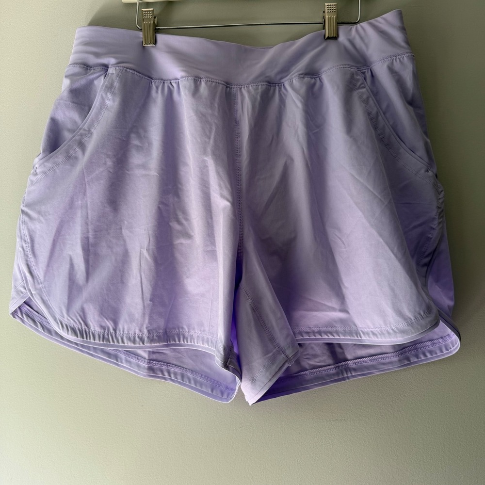 Lands' End Active Shorts Womens 18W Purple Excellent Built-in Liner Pockets